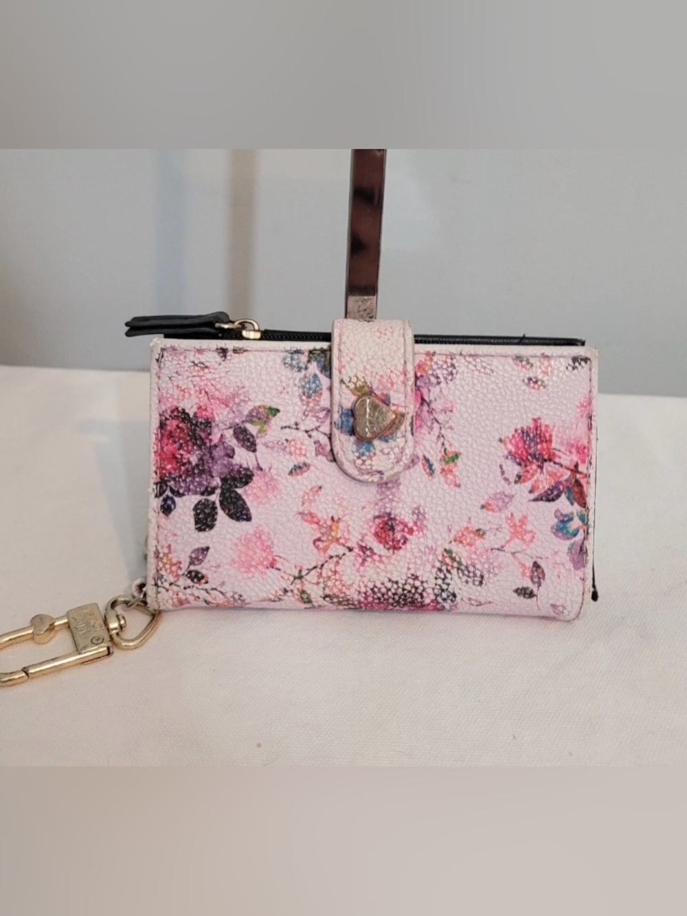 Betsey Johnson Floral Pink Women's Wallet Clutch with Heart Detail
